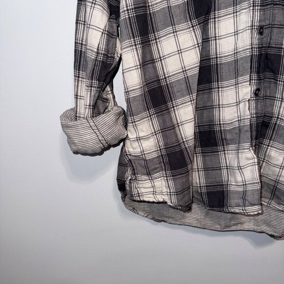 Columbia Sportswear Co. Womens L Plaid Hooded Shirt - Black & White - Picture 4 of 6